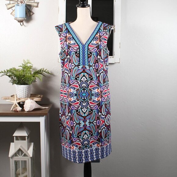 London Times Paisley Print Sheath Sundress - NWT - Size 12 - Picture 2 of 8